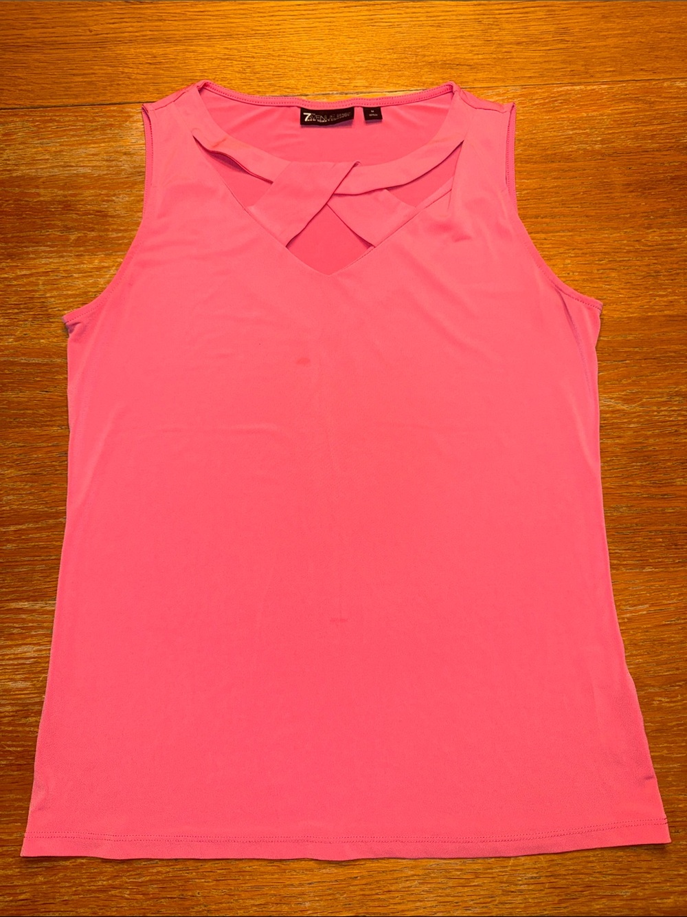New York & Company Bright Pink Crisscross V-Neck Tank